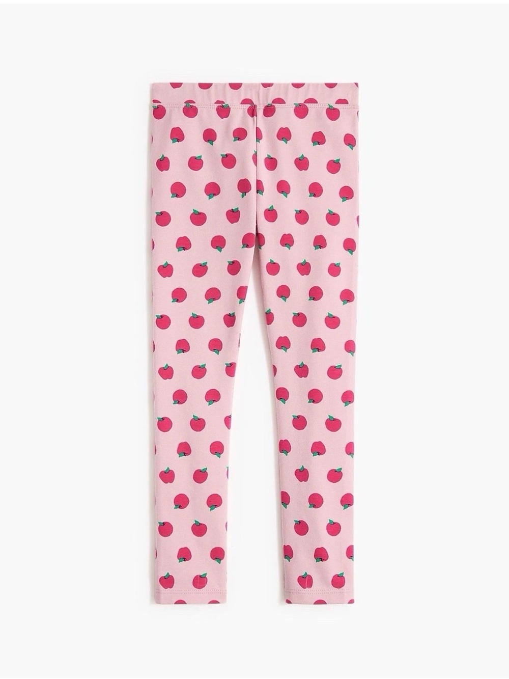 Crewcuts Girls Pink Apple Fruit Print Ankle Leggings Stretch Elastic Waist 14